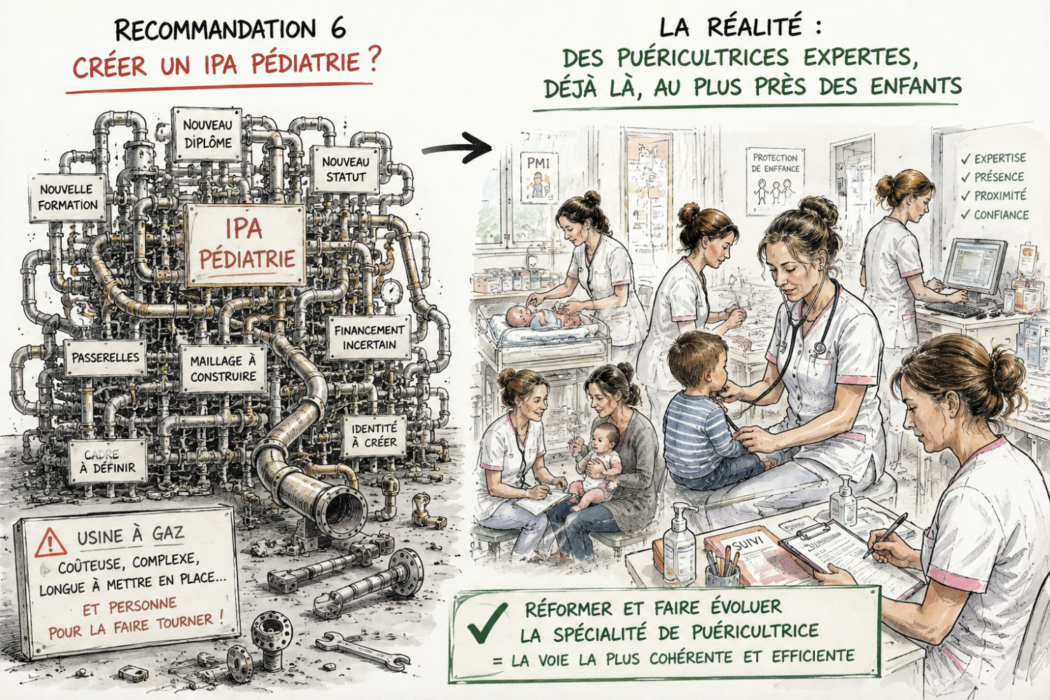Illustration de la réforme de la spécialité d'infirmière puéricultrice face au projet d'IPA en pédiatrie - Crédit photo : &copy; Boyer Avocats